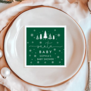 Minimalist Christmas Green Baby Shower Napkins