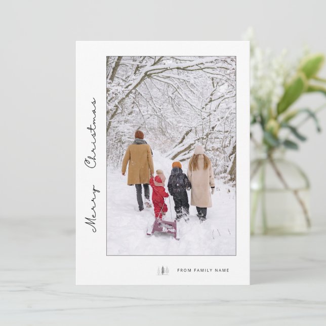 Minimalist Christmas Greeting Custom Family Photo Holiday Card (Standing Front)