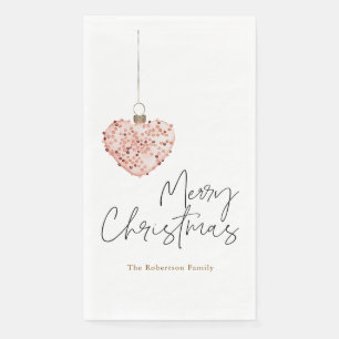 Minimalist Christmas Heart Ornament Napkin