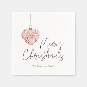 Minimalist Christmas Heart Ornament Napkin