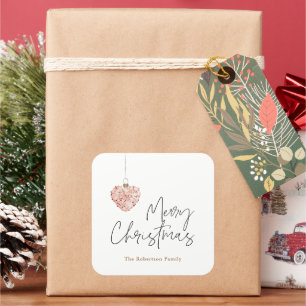 Minimalist Christmas Heart Ornament Square Sticker