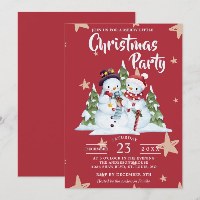Minimalist Christmas holiday Invitation (Front/Back)