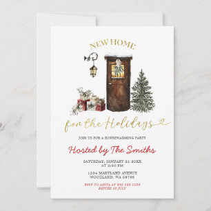 Minimalist Christmas Holiday New Home Housewarming Invitation