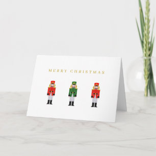 Minimalist Christmas Holiday Red Green Nutcracker Card