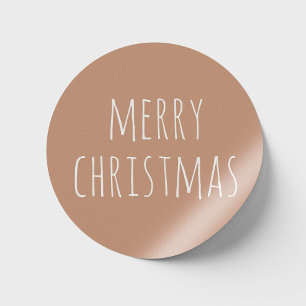 Minimalist Christmas   Light Terracotta Holiday Classic Round Sticker
