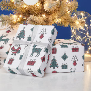 Minimalist Christmas Line Art Modern Scandinavian Wrapping Paper