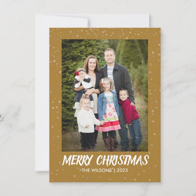 Minimalist Christmas | Modern Elegant Gold Photo Holiday Card (Front)