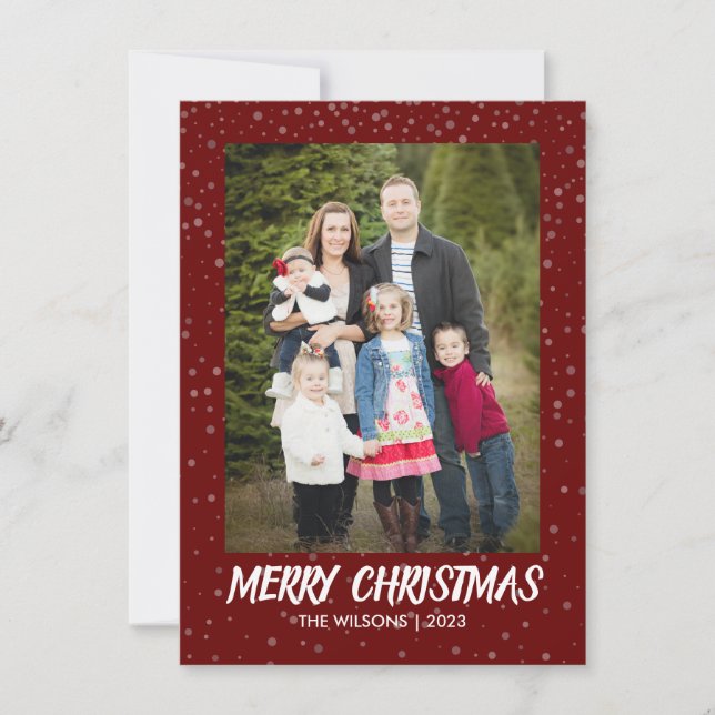 Minimalist Christmas | Modern Elegant Red Photo Holiday Card (Front)