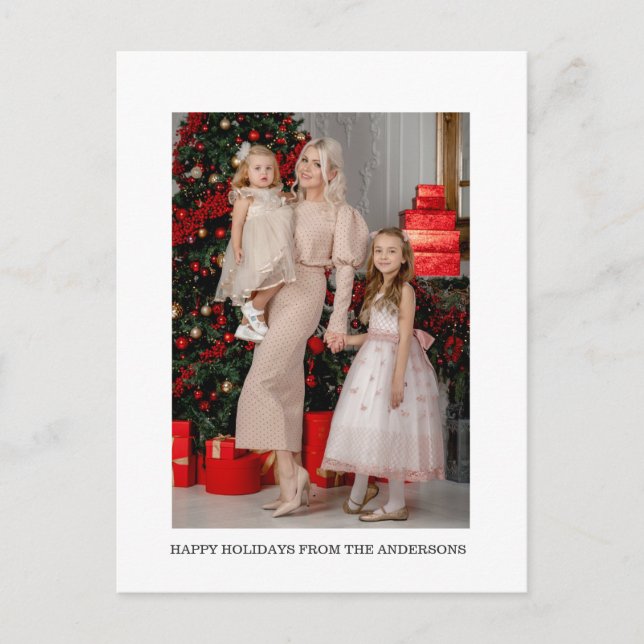 Minimalist Christmas Modern Photo Holiday Message  Postcard (Front)