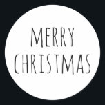 Minimalist Christmas | Neutral Festive Holiday Classic Round Sticker<br><div class="desc">Add a simple yet stylish touch to your holiday gifts, cards, and packaging with this minimalist “Merry Christmas” sticker. Featuring clean typography on a classic white background, this modern holiday sticker is perfect for envelope seals, gift wrap, bakery boxes, small business packaging, and festive DIY projects. Its neutral, versatile design...</div>