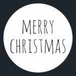 Minimalist Christmas | Neutral Festive Holiday Classic Round Sticker<br><div class="desc">Add a simple yet stylish touch to your holiday gifts, cards, and packaging with this minimalist “Merry Christmas” sticker. Featuring clean typography on a classic white background, this modern holiday sticker is perfect for envelope seals, gift wrap, bakery boxes, small business packaging, and festive DIY projects. Its neutral, versatile design...</div>