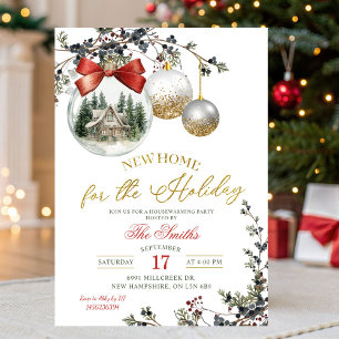 Minimalist Christmas Ornament Housewarming Party Invitation
