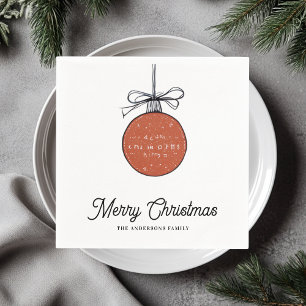 Minimalist Christmas Ornament Illustration Napkin