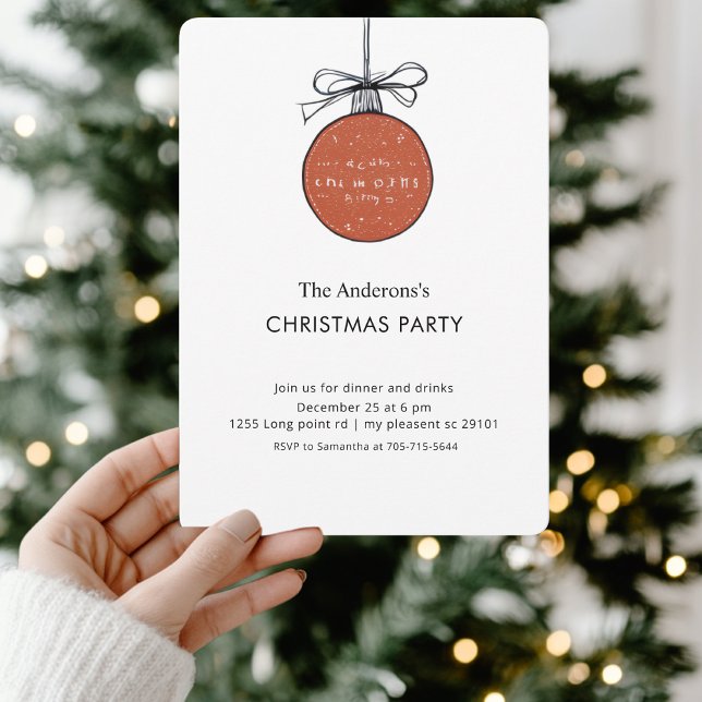 Minimalist Christmas Ornament Party Invitation (Creator Uploaded)