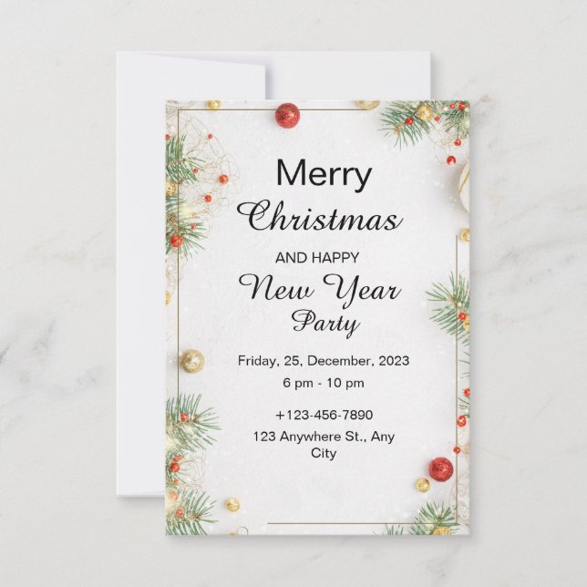  Minimalist Christmas Party  and Happy New Year Invitation (Front)