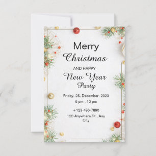  Minimalist Christmas Party  and Happy New Year Invitation