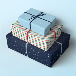 Minimalist Christmas Patterns, Red, Green and Blue Wrapping Paper Sheet