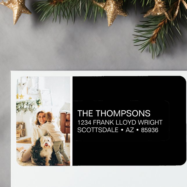Minimalist Christmas Photo Custom Return Address Label (Creator Uploaded)