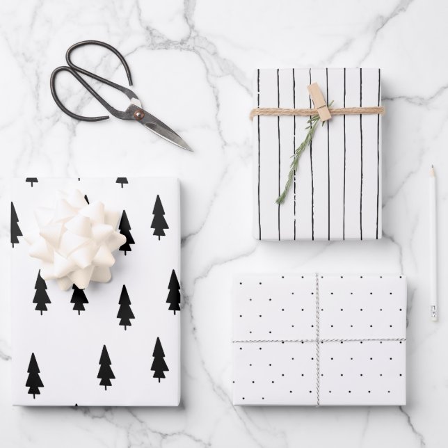Minimalist Christmas Pine Gift Wrapping Paper Sheet (Front)