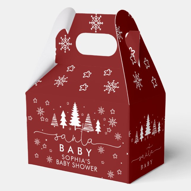 Minimalist Christmas Red Baby Shower Favour Box (Front)