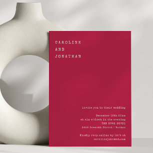 Minimalist Christmas Red Typewriter Wedding Invitation