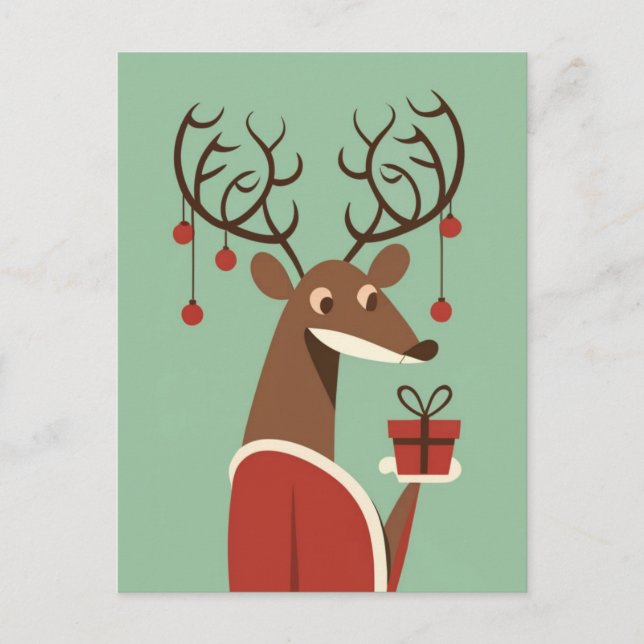 Minimalist Christmas reindeer gift present holiday (Front)