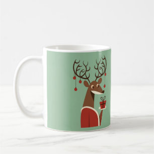 Minimalist Christmas reindeer gift present holiday Coffee Mug