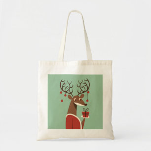 Minimalist Christmas reindeer gift present holiday Tote Bag