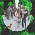 Minimalist Christmas | Scandi Slate Gray Photo Ornament<br><div class="desc">A stylish modern holiday ornament with a modern minimal typography quote "all is merry and bright" paired with a handwritten script font for your family name in white with a slate gray feature color in a 'scandi' scandinavian design style. The greeting and name can be easily customized for a personal...</div>