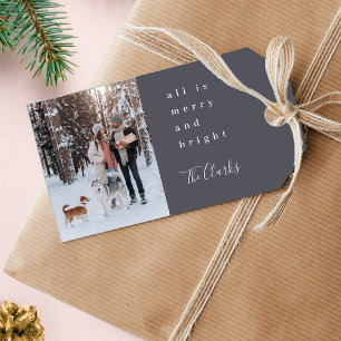 Minimalist Christmas   Scandi Slate Grey Photo Gift Tags