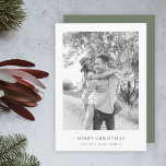 Minimalist Christmas Simple Black and White Photo Holiday Card<br><div class="desc">A stylish minimal photo holiday card with classic typography "Merry Christmas" in black on a clean simple minimalist white background and a grayish forest green feature color on the reverse. The photo, holiday greeting and name can be easily customized for a personal touch. A simple, minimalist and contemporary christmas design...</div>