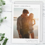 Minimalist Christmas Simple Informal Modern Photo Holiday Card<br><div class="desc">A stylish minimal photo holiday card with classic typography "Merry Christmas" in black on a clean simple minimalist white background and a soft dove grey feature colour on the reverse. The photo, holiday greeting and name can be easily customised for a personal touch. A simple, minimalist and contemporary christmas design...</div>
