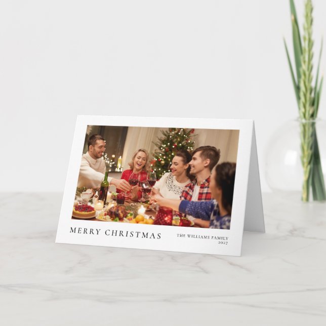 Minimalist Christmas Simple Modern Family Photo Card (Front)