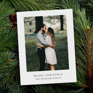 Minimalist Christmas Simple Modern Family Photo Holiday Postcard