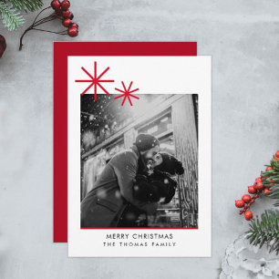Minimalist Christmas Simple Red Photo  Holiday Card