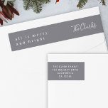 Minimalist Christmas Slate Grey Return Address Wrap Around Label<br><div class="desc">A stylish modern holiday wrap around return address label with a handwritten script font for your family name in white with a slate grey feature colour in a 'scandi' scandinavian design style. The name and address can be easily customised for a personal touch. A trendy, minimalist and contemporary design to...</div>