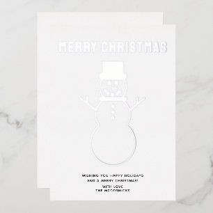 Minimalist Christmas Snowman Silver Foil Holiday Card