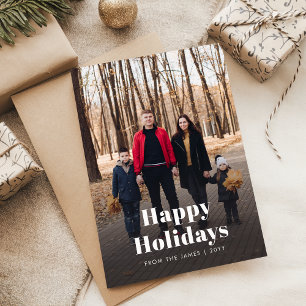 Minimalist Christmas Stylish Modern Family Photo Holiday Card