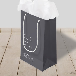 Minimalist Christmas   Stylish Scandi Slate Grey Small Gift Bag