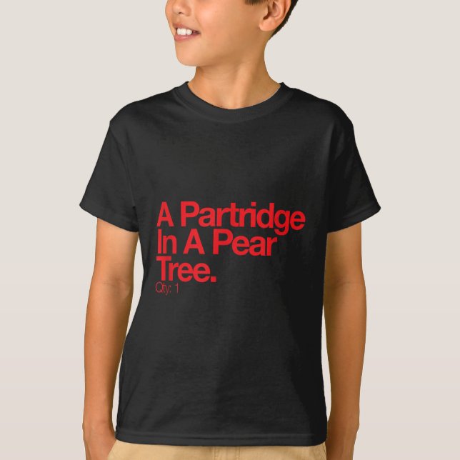 Minimalist Christmas T Shirt - Partridge In A Pear (Front)