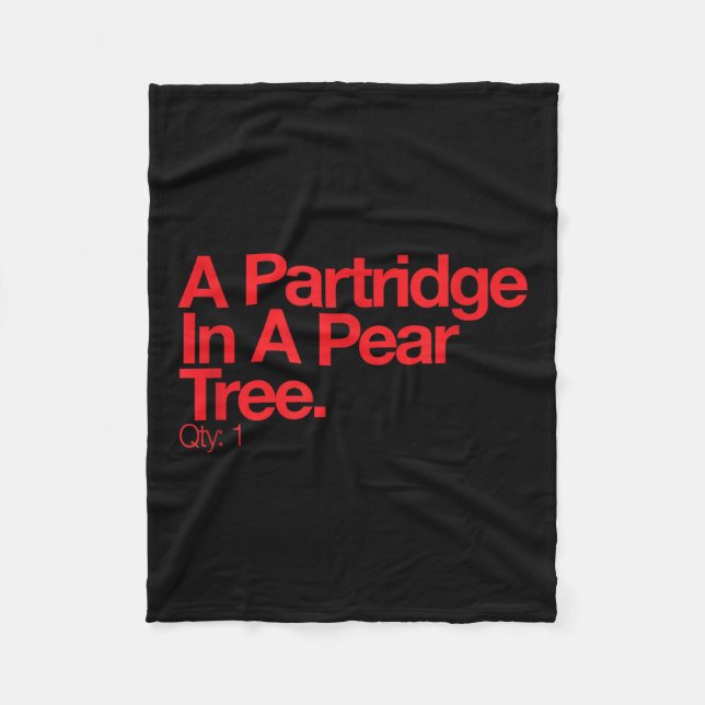 Minimalist Christmas T Shirt - Partridge In A Pear Fleece Blanket (Front)
