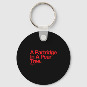 Minimalist Christmas T Shirt - Partridge In A Pear Key Ring