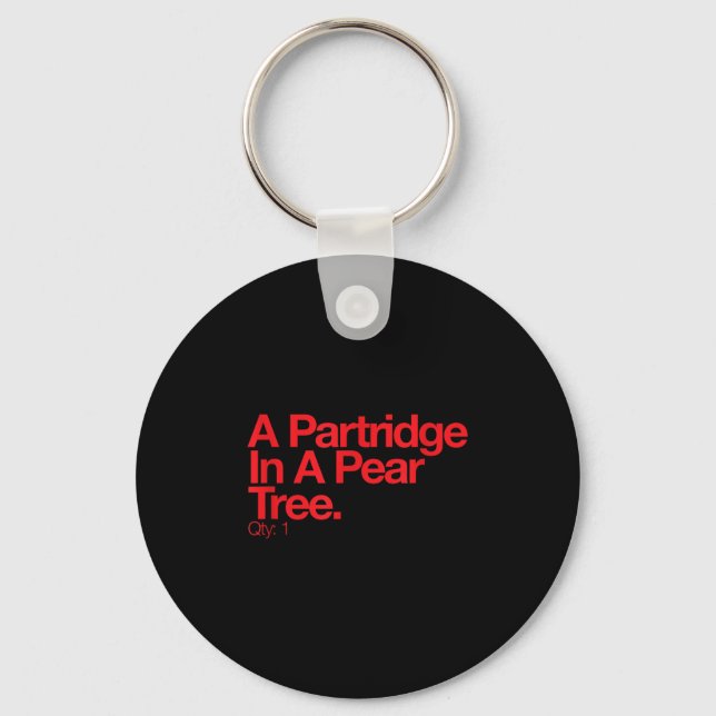 Minimalist Christmas T Shirt - Partridge In A Pear Key Ring (Front)