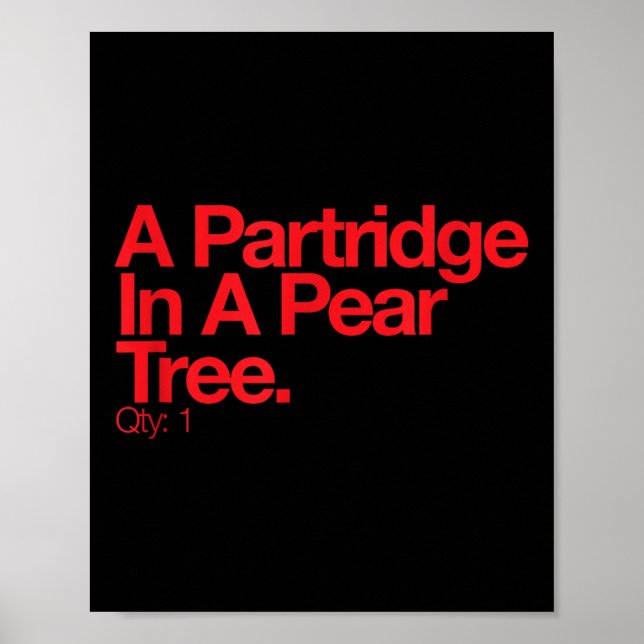 Minimalist Christmas T Shirt - Partridge In A Pear Poster (Front)