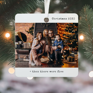 Minimalist Christmas Then There Were Five Family Metal Tree Decoration