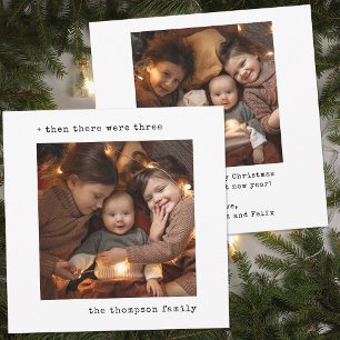 Minimalist Christmas Then There Were Three Family Holiday Card
