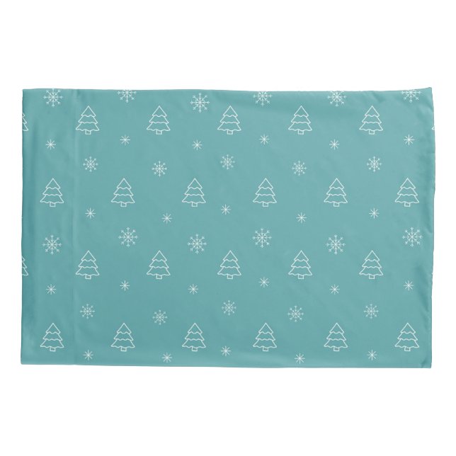 Minimalist Christmas Tree and Snowflake Pattern Pillowcase (Back)