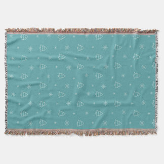 Minimalist Christmas Tree and Snowflake Pattern Throw Blanket