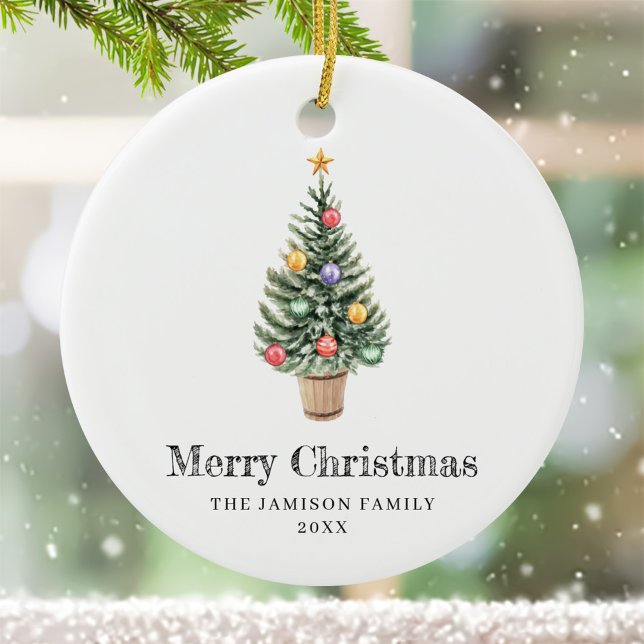 Minimalist Christmas Tree  Family Name Year  Ceramic Tree Decoration (Creator Uploaded)