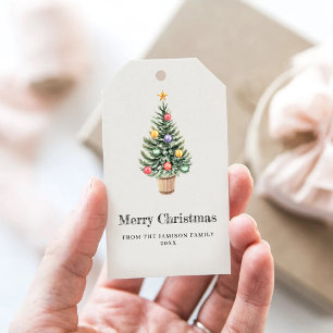 Minimalist Christmas Tree  Family Name Year  Gift Tags